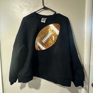 QUEEN OF SPARKLES Black & Gold Football Sweatshirt